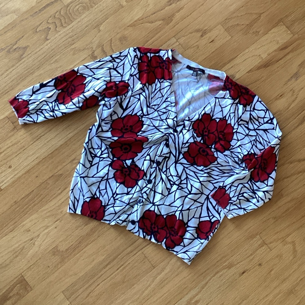 Fever Red Floral Cardigan